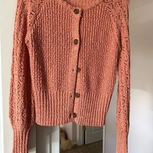 LC Lauren Conrad Coral Button-Up Sweater